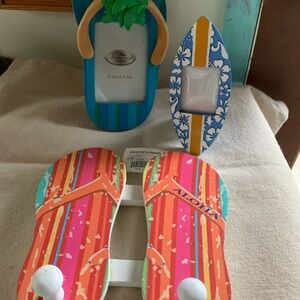 2 Picture Frames And Wooden Wall Hanging